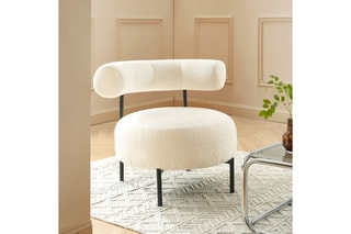 Fauteuil Farel - Ecru - En tissu bouclette
