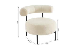 Fauteuil Farel - Ecru - En tissu bouclette