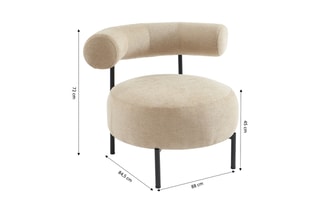 Fauteuil Farel - Beige - En tissu bouclette