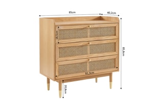 Commode en chêne 3 tiroirs Léon - 85 x 40 x 85 cm