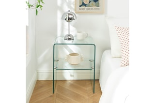 Table de chevet en verre trempé Ginza - 50 x 40 x 30 cm
