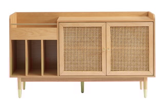 Meuble vinyle 2 portes en chêne Léon - 140 x 40 x 80 cm