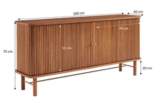 Buffet en frêne 2 portes Ernest - 160 x 40 x 75 cm