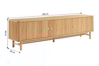 Meuble TV 3 portes en bois de frêne et chêne Skansen - 180 x 40 x 48 cm