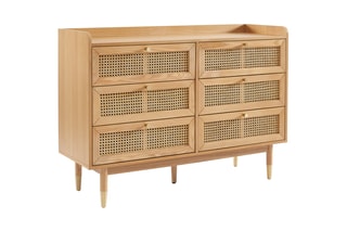 Commode en chêne 6 tiroirs Léon - 120 x 40 x 85 cm