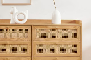 Commode en chêne 6 tiroirs Léon - 120 x 40 x 85 cm