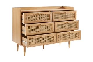 Commode en chêne 6 tiroirs Léon - 120 x 40 x 85 cm