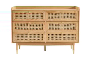 Commode en chêne 6 tiroirs Léon - 120 x 40 x 85 cm
