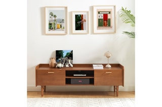 Meuble TV 2 portes en bois de frêne TWIGGY - 150 x 41,5 x 53 cm