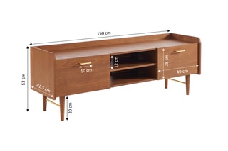 Meuble TV 2 portes en bois de frêne TWIGGY - 150 x 41,5 x 53 cm