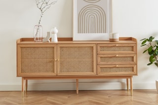 Buffet en chêne 2 portes Léon - 180 x 39,5 x 85 cm
