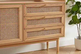 Buffet en chêne 2 portes Léon - 180 x 39,5 x 85 cm