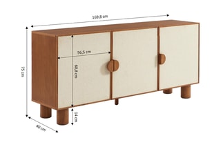 Buffet 3 portes Gaston - 169,8 x 40 x 75 cm