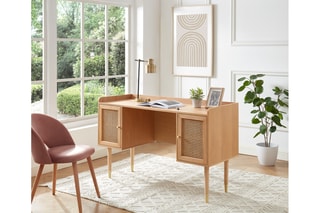 Bureau en chêne 2 portes Léon - 130 x 50 x 82 cm