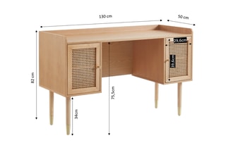 Bureau en chêne 2 portes Léon - 130 x 50 x 82 cm