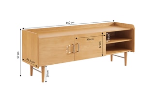 Meuble TV 2 portes en bois de frêne Twiggy - 150 x 41,5 x 57,5 cm