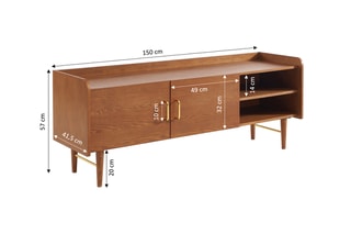 Meuble TV 2 portes en bois de frêne Twiggy - 150 x 41,5 x 57,5 cm