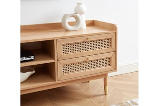 Meuble TV 1 porte et 2 tiroirs en chêne - 160 x 39,5 x 60 cm