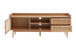 Meuble TV 1 porte et 2 tiroirs en chêne - 160 x 39,5 x 60 cm
