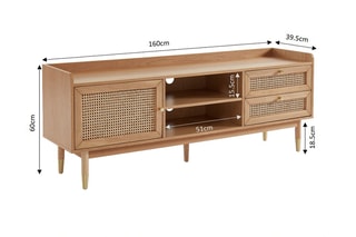 Meuble TV 1 porte et 2 tiroirs en chêne - 160 x 39,5 x 60 cm