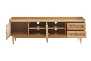 Meuble TV 2 portes et 2 tiroirs en chêne Léon - 180 x 39,5 x 60 cm