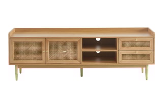 Meuble TV 2 portes et 2 tiroirs en chêne Léon - 180 x 39,5 x 60 cm