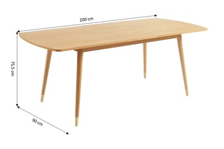Table extensible en bois massif Léon - 160/201 x 90 x 75,5 cm