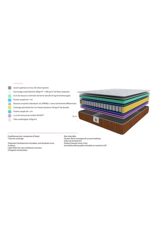 Matelas à mémoire de forme Amboise - Epaisseur 28 cm - Ferme