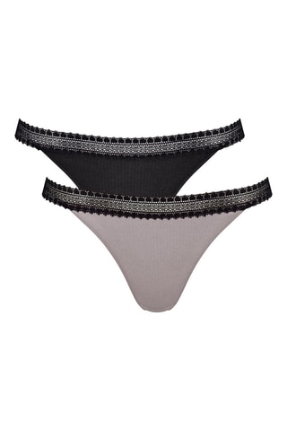 2 tangas Go Ribbed - Noir et gris