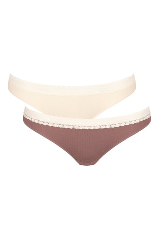 2 tangas GO Ribbed Brazil - Marron et beige