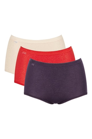 3 shortys taille haute Basic+  -  Violet, rouge et beige