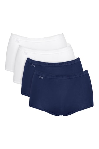 4 shortys taille haute - Bleu marine et blanc