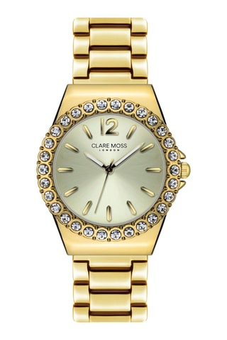 Montre à quartz en acier et zircons Kensington - Doré