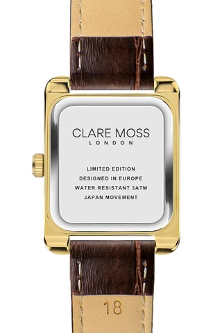 Montre à quartz en cuir de veau et zircons - Marron et doré
