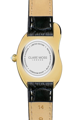 Montre à quartz en cuir de veau Old money - Noir et doré