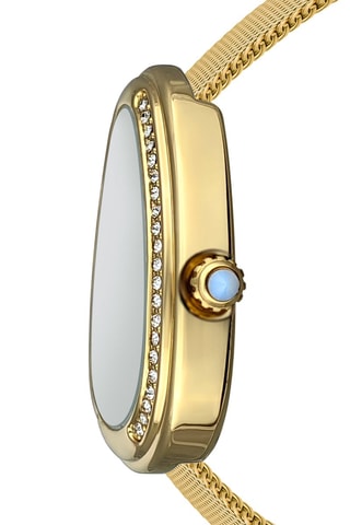 Montre à quartz en acier et zircons Royalty - Doré et marron
