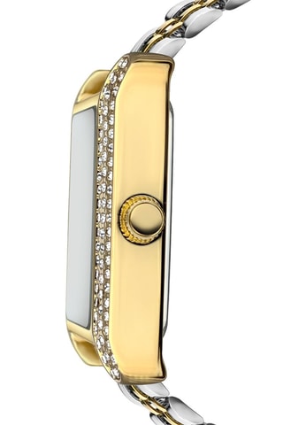 Montre à quartz en acier, nacre et zircons Jesse