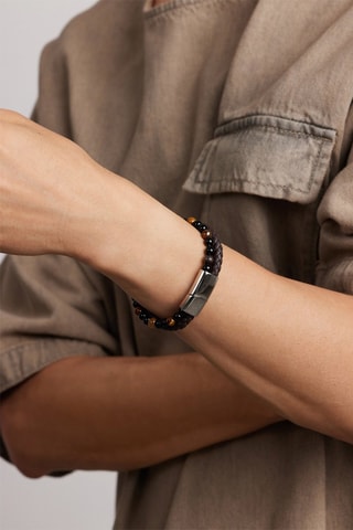 Bracelet - Cuir et onyx