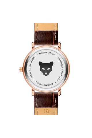 Montre à quartz en cuir Bologna - Marron et doré rose