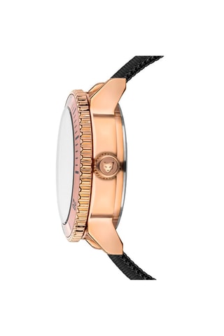 Montre à quartz en acier Rome - Noir et doré rose