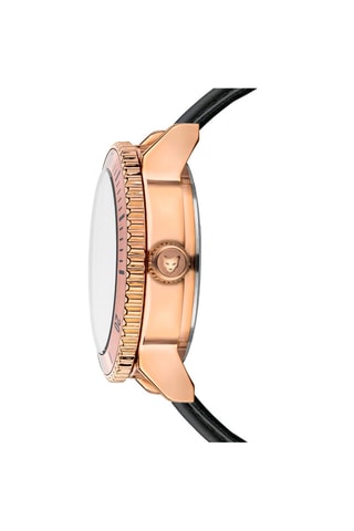 Montre à quartz en cuir Rome - Noir et doré rose
