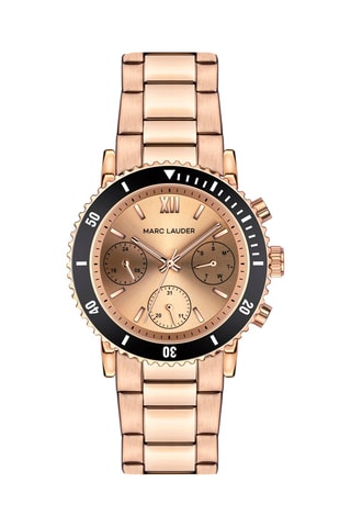 Montre à quartz en acier Granada - Doré rose et noir