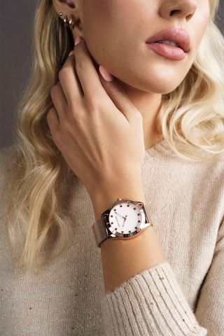 Montre à quartz en acier Verona - Doré rose et blanc