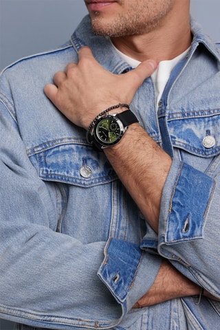 Montre à quartz en silicone Lisbon - Tachymètre - Noir et vert
