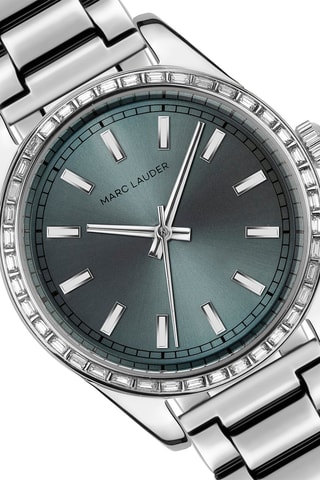 Coffret montre à quartz en acier et zircons et bracelet Ankara