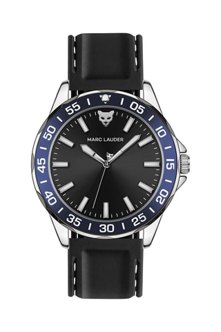 Montre à quartz en silicone Barcelona - Noir et bleu