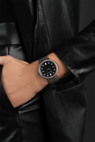 Montre à quartz en acier Lisbon - Argenté et noir