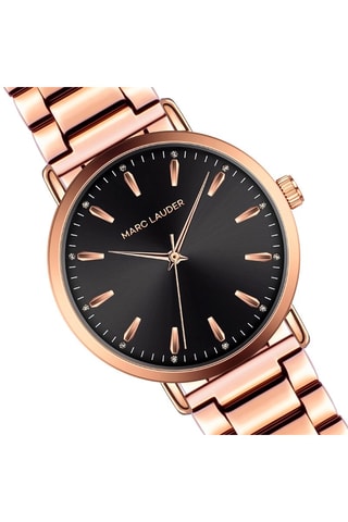 Montre à quartz en acier Bologna - Doré rose et noir