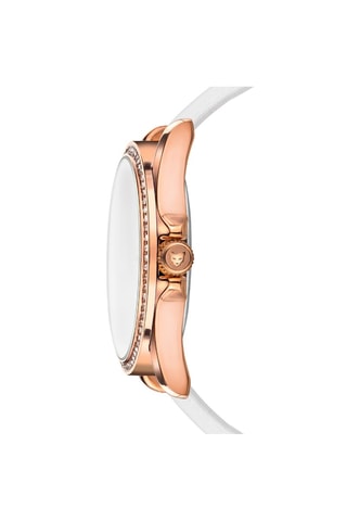 Montre à quartz en cuir Malaga - Blanc et doré rose