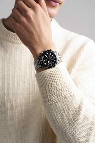 Montre à quartz en acier Avignon - Argenté et noir